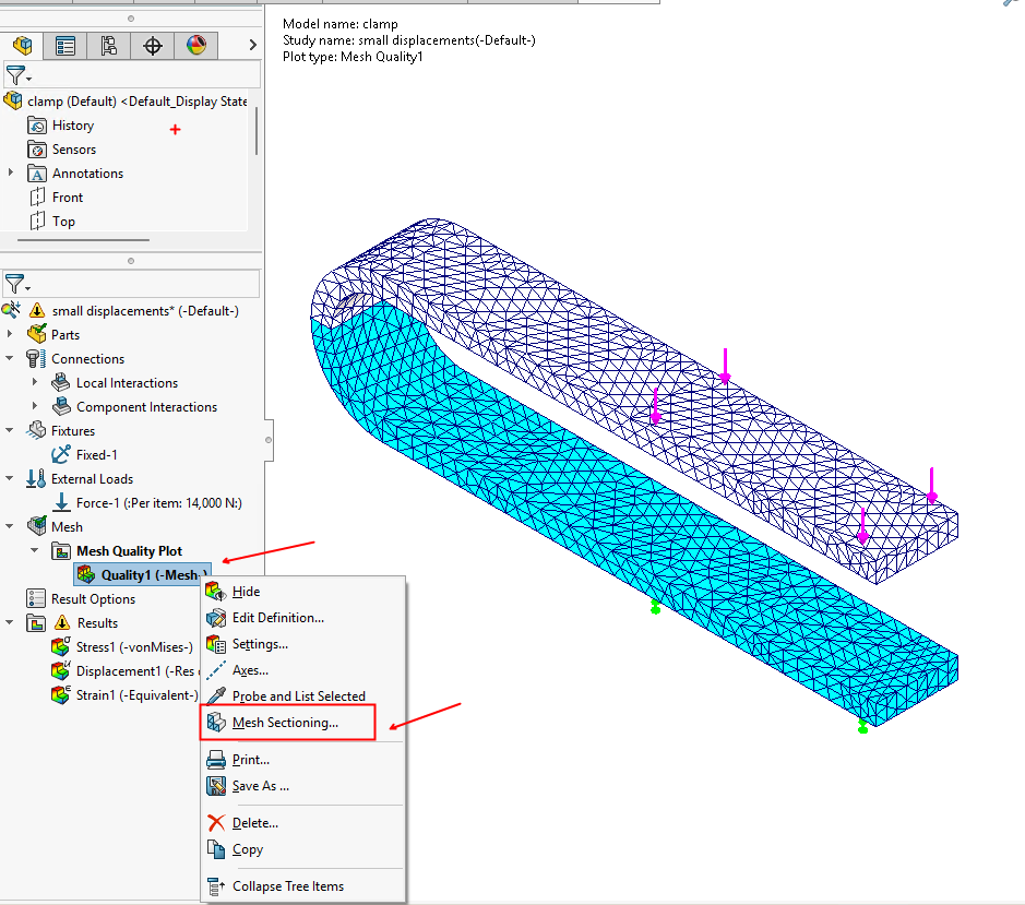 Tùy chọn Mesh Sectioning